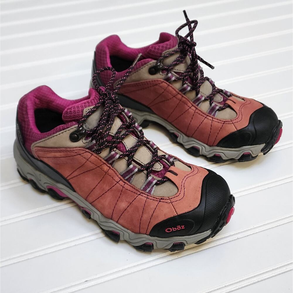 Oboz Bridger Low B-DRY Women's Hiking Shoes Size 6.5 Pink Gray